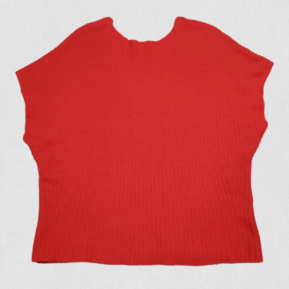 Cabi Ruby Oversized Knit Deep V Short Sleeve Pullover Womens Small #5837‎ Red - Picture 6 of 16